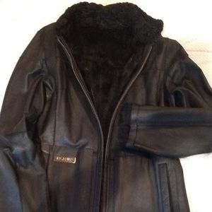 St. John Couture Rex Fur/Leather Reversible Jacket